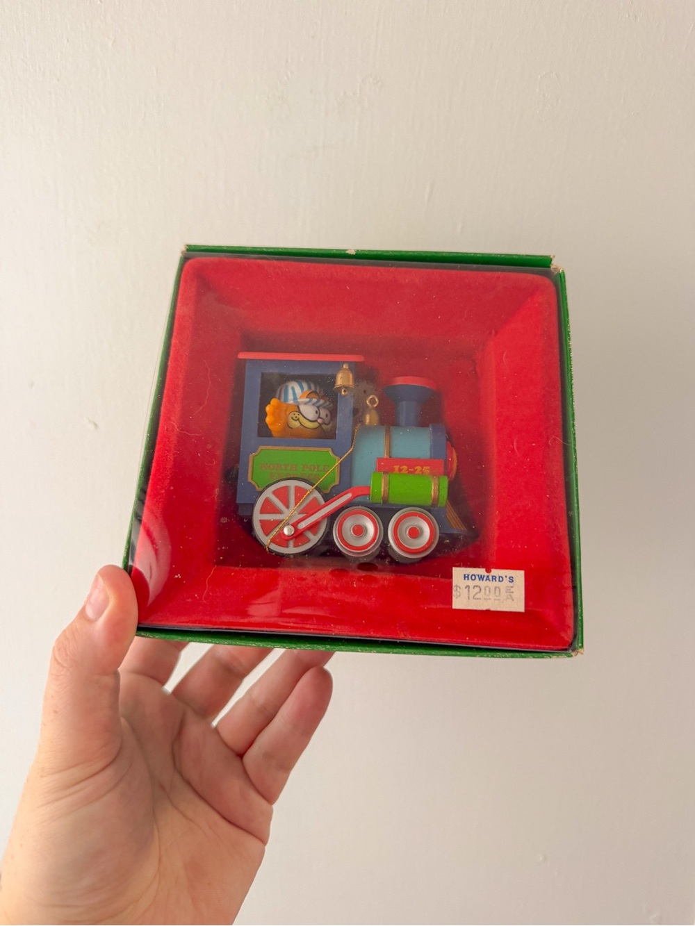 Enesco Garfield North Pole Express Train Hanging Christmas Ornament Vintage 1978